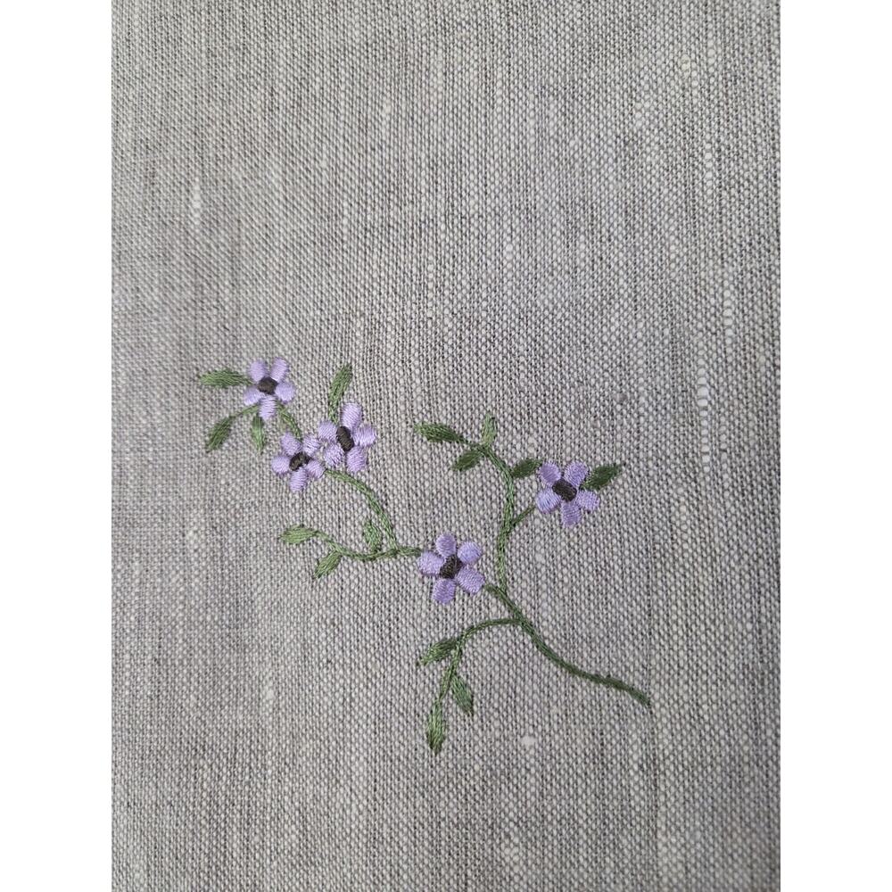 Talbots Classic 100% Linen Khaki Embroidered Floral Modest Mini Dress, Size 12P - Picture 6 of 15